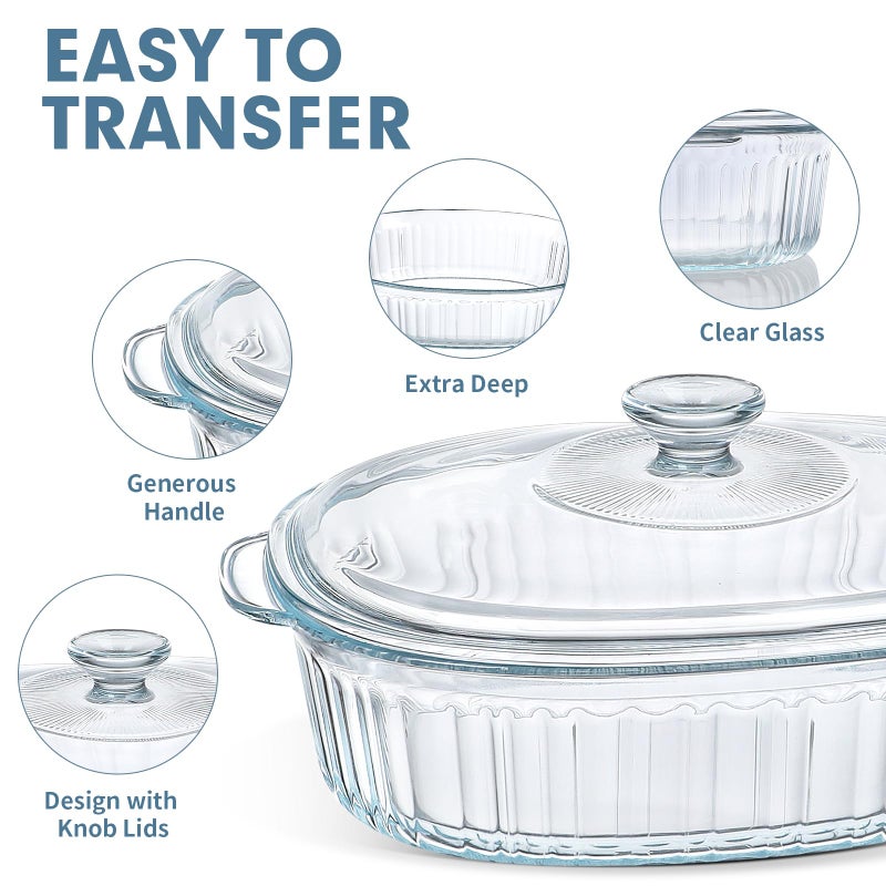 M MCIRCO 4-Piece Glass Casserole Baking Dish, Set of 2 Casseroles With Glass Lids, 1.9 Qt and 3 Qt - Image 3