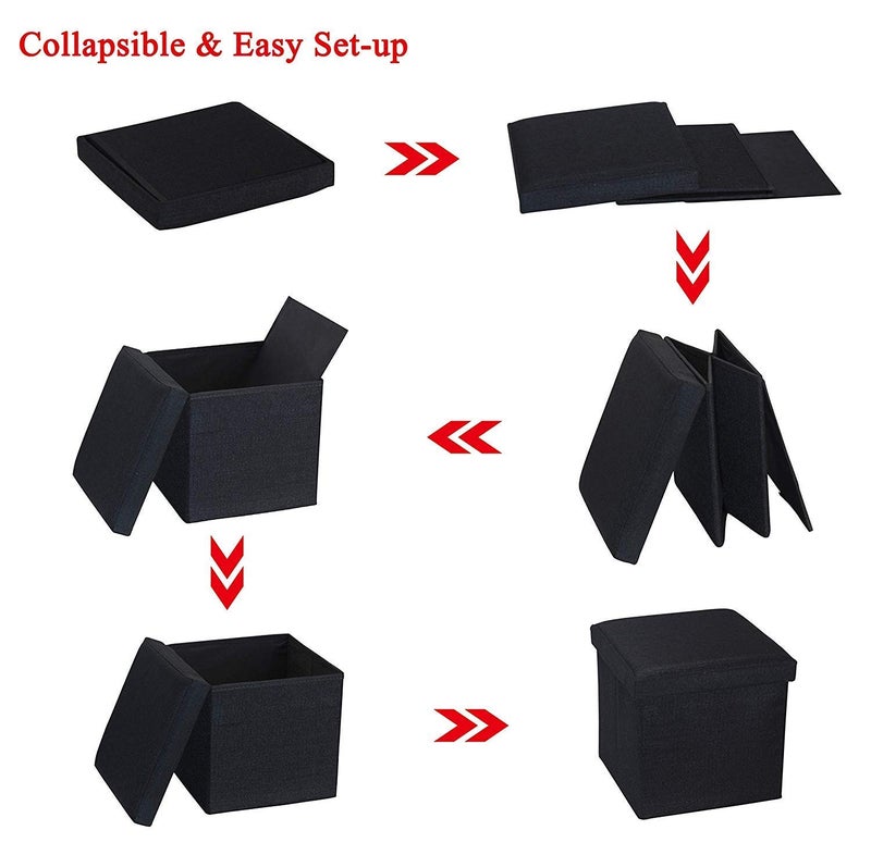 ABTRIX WITH AB Foldable Storage Footrest Clutter Toys Collection Box Coffee Table Ottoman Versatile SpaceSaving Closet Cover Max Load 80 kg with Memory Foam Seat Black - Image 5