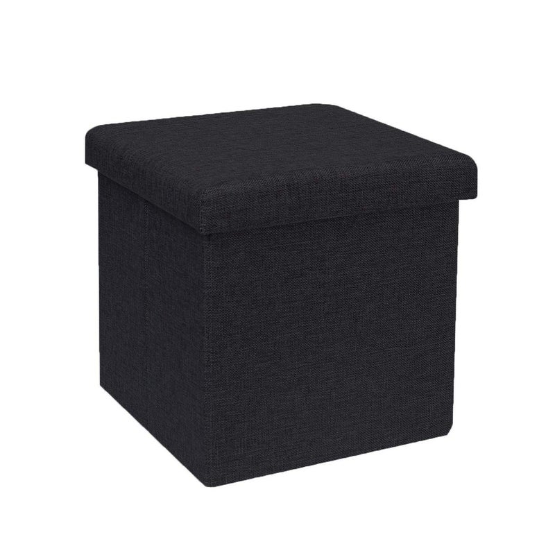 ABTRIX WITH AB Foldable Storage Footrest Clutter Toys Collection Box Coffee Table Ottoman Versatile SpaceSaving Closet Cover Max Load 80 kg with Memory Foam Seat Black - Image 1