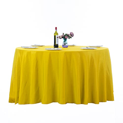 Ascoza 2pack 120 Inch Yellow Round Tablecloth in Washable Polyester Fabric for WeddingBanquetRestaurantParties