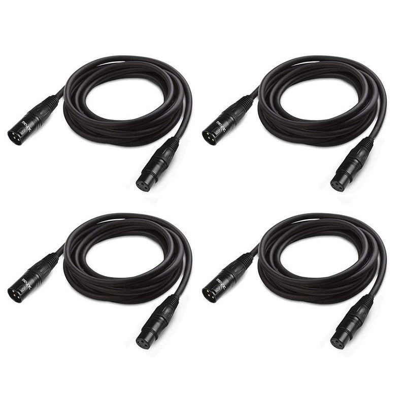 JLPOW 10 ft Flexible DMX Cable, Gold-Plated 3 Pin Signal XLR Male to Female DMX Cable Wire, Best for DJ Stage Lighting Moving Head Lights Par Light (4 Pack) - Image 1