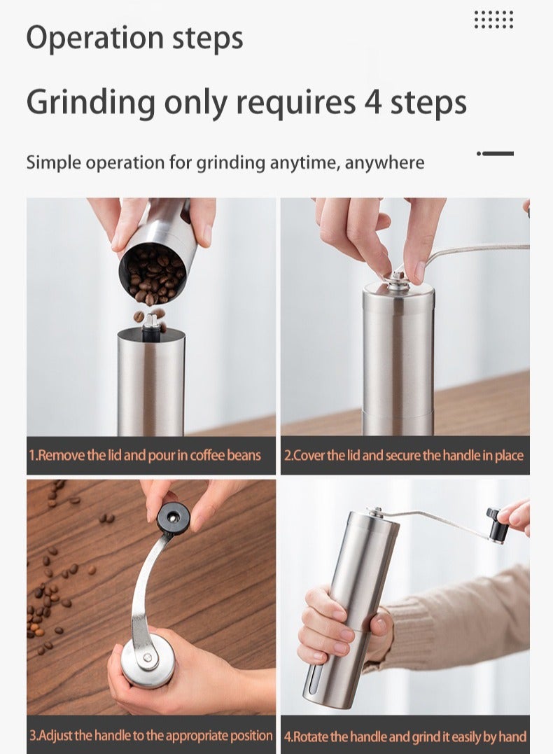  المانجا الصينية 304 الفولاذ المقاوم للصدأ طاحونة القهوة اليد الفضية - Image 5