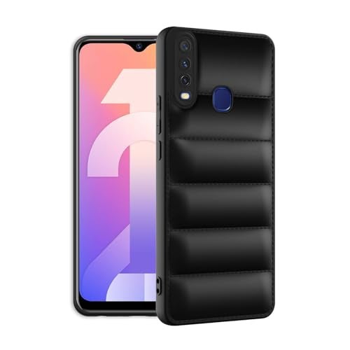 Plus Puffer Case Camera Protection Soft Back Cover for Vivo Y12 / Vivo Y15 / Vivo Y17 - Black - Image 2