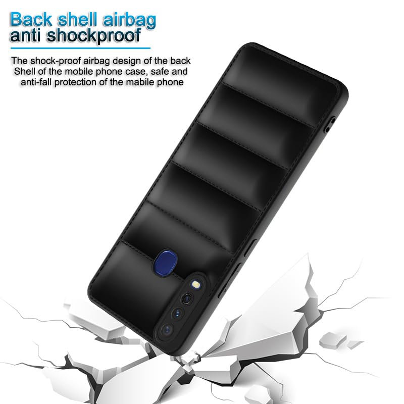 Plus Puffer Case Camera Protection Soft Back Cover for Vivo Y12 / Vivo Y15 / Vivo Y17 - Black - Image 4