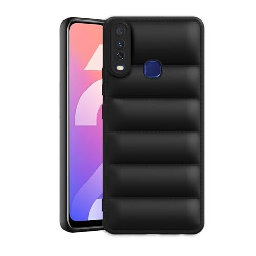 Plus Puffer Case Camera Protection Soft Back Cover for Vivo Y12 / Vivo Y15 / Vivo Y17 - Black - Image 1