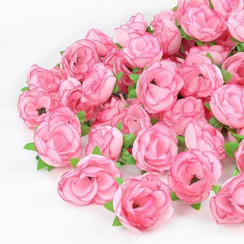 AWARDSEN 100pcs 1.3 Inch Pink Roses Artificial Flowers Silk Mini Pink Roses Head Bulk Fake Pink Rose for Wedding Party DIY Centerpieces Decor - Image 2