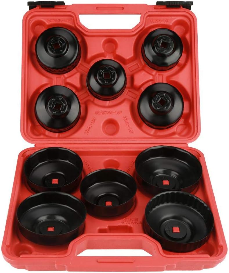 klarako Oil Filter Wrench Set, 11pcs Universal Oil Filter Cap Wrench Set Oil Filter Sockets Removal Tool Kit with Portable Carrying Case for Auto Repair - Image 1