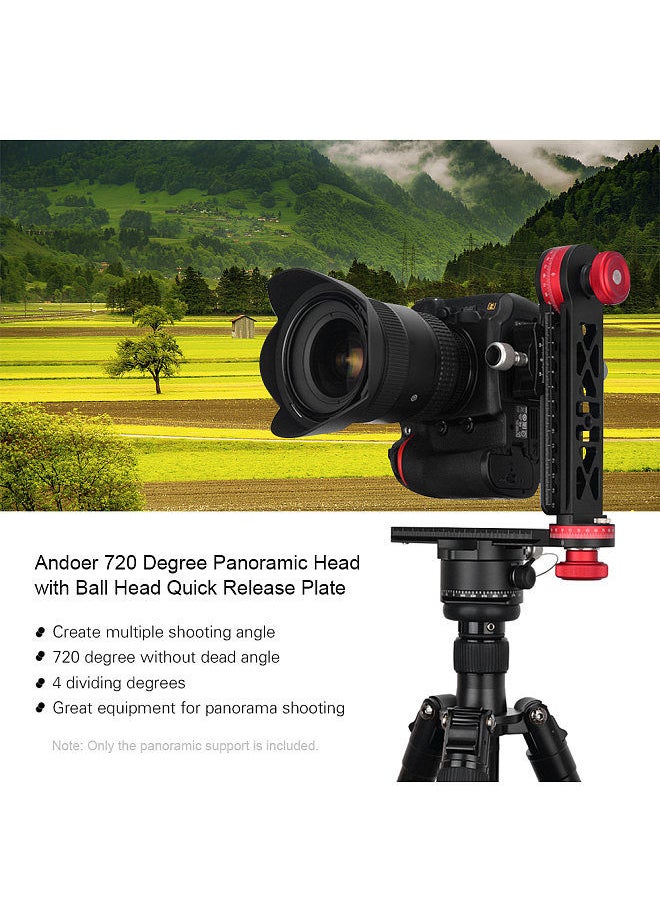 ANDOER - Andoer 720 Degree Panoramic Head Panoramic Support Stand Gimbal Tripod Ball Head Compatible with DSLR Camera Camcorder Max Load Capacity 10kg - Image 1