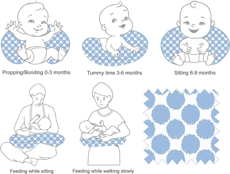 Bacati Ikat Blue Dots Muslin Fabric Hugster Nursing Pillow Cover Only - Image 4