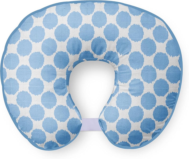 Bacati Ikat Blue Dots Muslin Fabric Hugster Nursing Pillow Cover Only - Image 1
