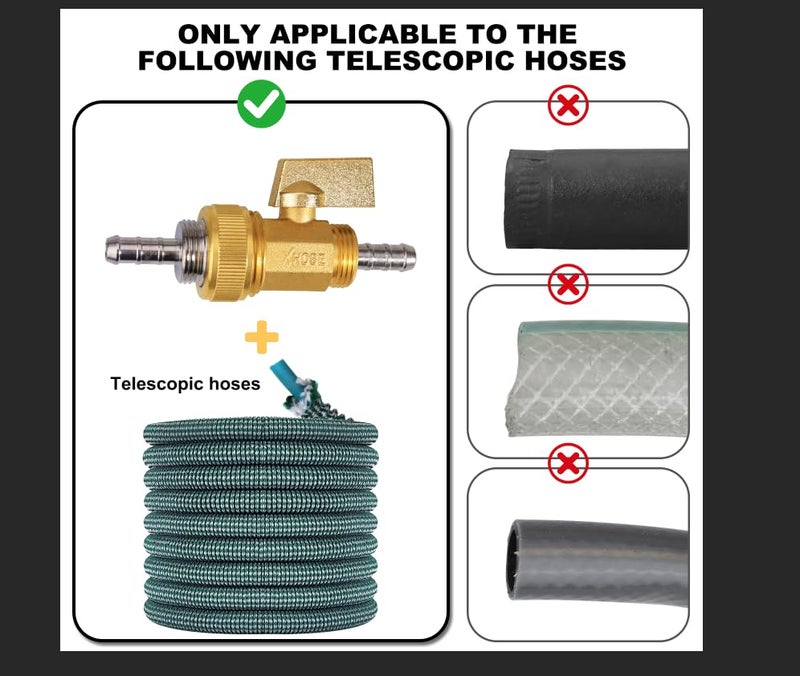 YELUN Garden telescopic hose end adapter with shut off Valve,Garden retractable hose end Fittings Kit,Suitable for flexible telescopic hose Repair Connector Brass Shut Off Valve 1Set - Image 5