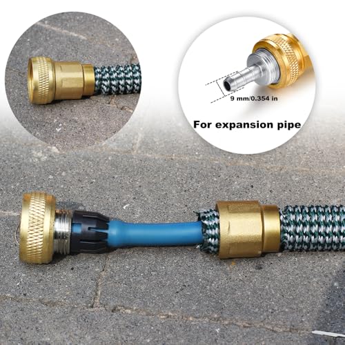 YELUN Garden telescopic hose end adapter with shut off Valve,Garden retractable hose end Fittings Kit,Suitable for flexible telescopic hose Repair Connector Brass Shut Off Valve 1Set - Image 4