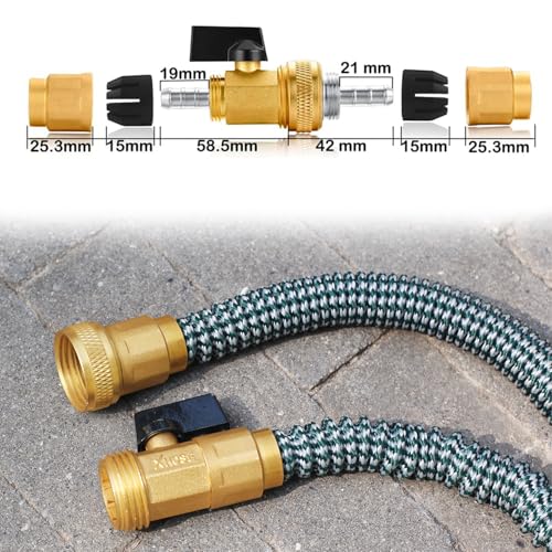 YELUN Garden telescopic hose end adapter with shut off Valve,Garden retractable hose end Fittings Kit,Suitable for flexible telescopic hose Repair Connector Brass Shut Off Valve 1Set - Image 2