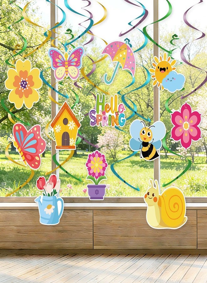 Yewfold 24 PCS Spring Hanging Swirls Decorations, DIY Flower Butterfly Ceiling Spring Decorations for Office, Classroom, Home, Birthday Party, Baby Shower Decor - Image 1