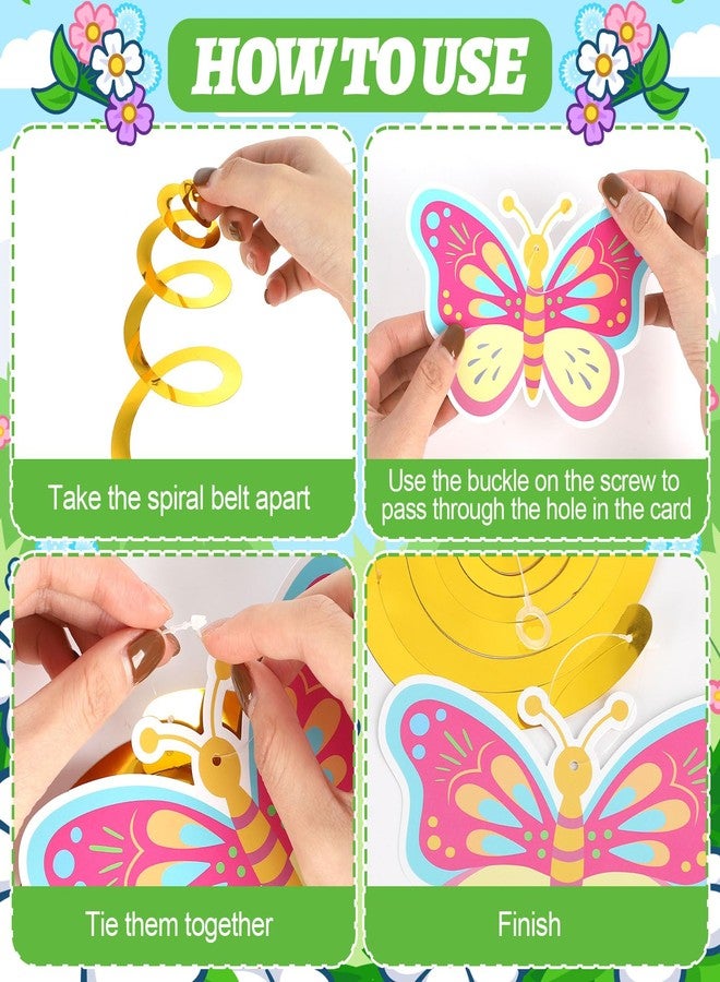 Yewfold 24 PCS Spring Hanging Swirls Decorations, DIY Flower Butterfly Ceiling Spring Decorations for Office, Classroom, Home, Birthday Party, Baby Shower Decor - Image 4