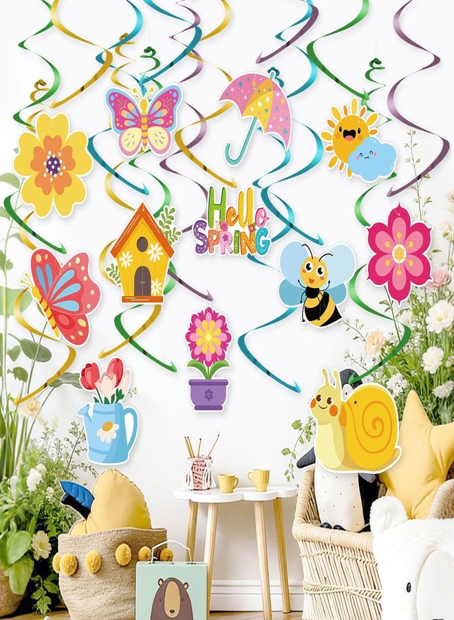 Yewfold 24 PCS Spring Hanging Swirls Decorations, DIY Flower Butterfly Ceiling Spring Decorations for Office, Classroom, Home, Birthday Party, Baby Shower Decor - Image 5