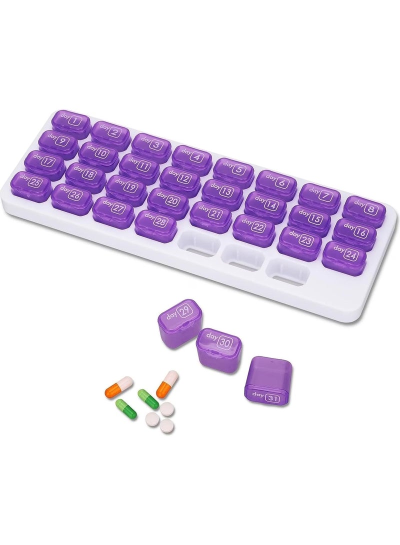 31-Day Monthly Pill Organizer Pods – Daily Numbered Medication Organizer for Pills, Vitamins & Supplements – BPA Free, Travel-Friendly Pill Box - Image 1