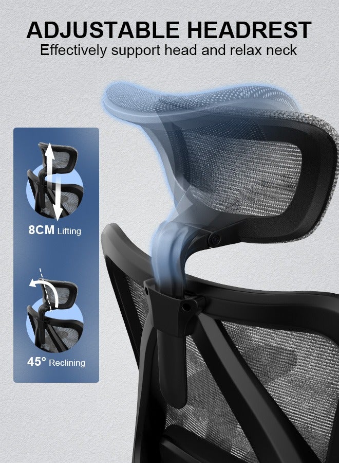 SIHOO M57 Ergonomic Office Chair with 3 Way Armrests Lumbar Support and Adjustable Headrest High Back Tilt Function Black - Image 5