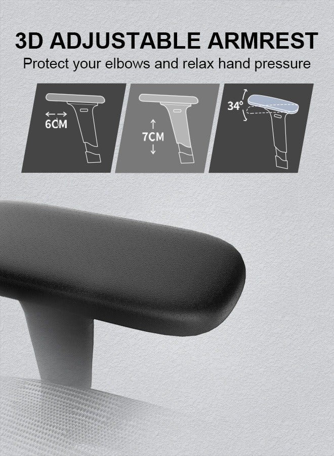 SIHOO M57 Ergonomic Office Chair with 3 Way Armrests Lumbar Support and Adjustable Headrest High Back Tilt Function Black - Image 4