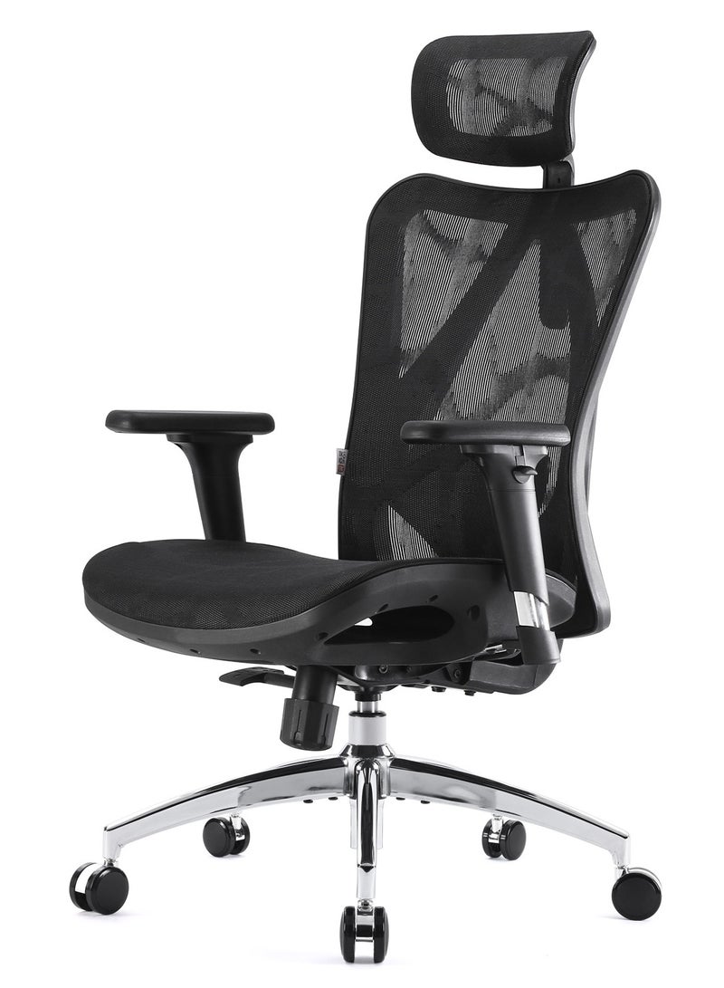 SIHOO M57 Ergonomic Office Chair with 3 Way Armrests Lumbar Support and Adjustable Headrest High Back Tilt Function Black - Image 1