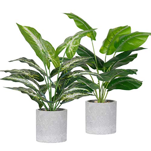 Der Rose 2 Pack Fake Plants Artificial Tropical Faux Plants Indoor for Office Desk Home Sage Green Decor - Image 1