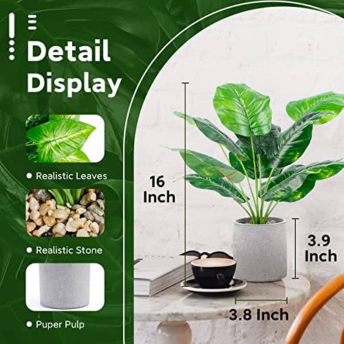 Der Rose 2 Pack Fake Plants Artificial Tropical Faux Plants Indoor for Office Desk Home Sage Green Decor - Image 2