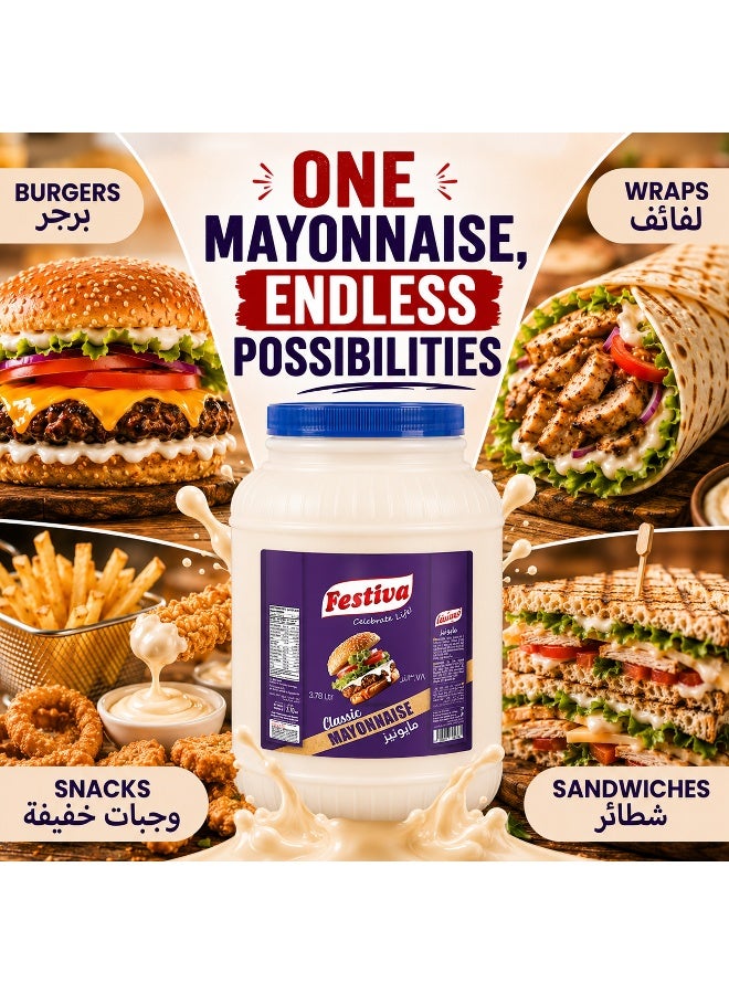Festiva Classic Mayonnaise 3.78L - Creamy Mayo Sandwich Spread for Burgers, Sandwiches, Wraps and Snacks - Dip and Dressing - Image 3