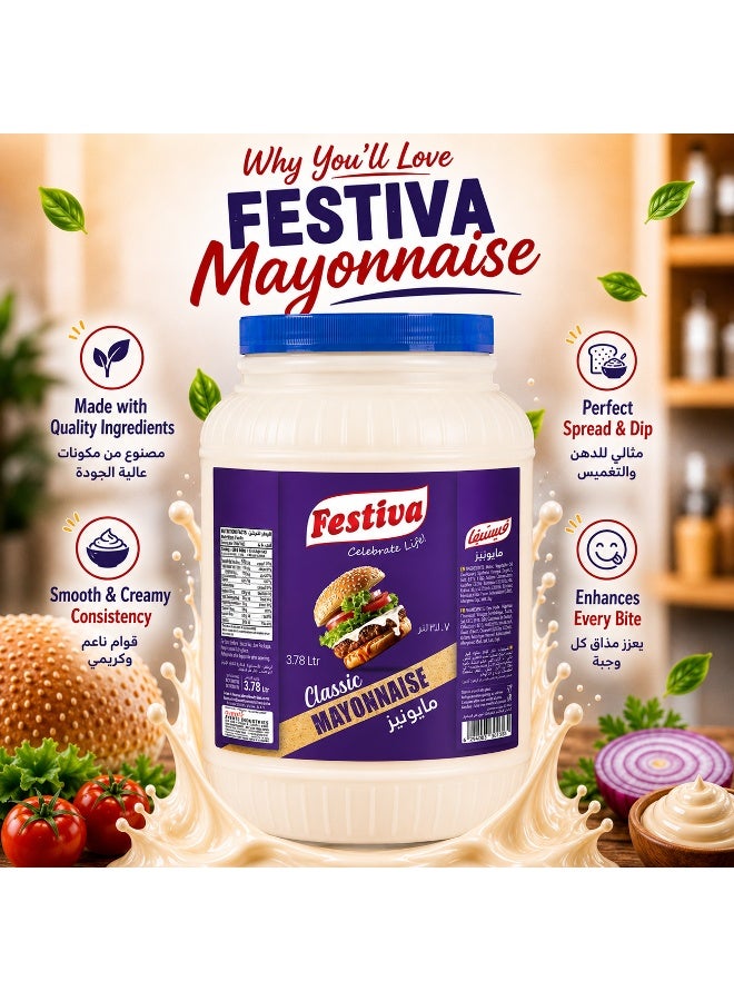 Festiva Classic Mayonnaise 3.78L - Creamy Mayo Sandwich Spread for Burgers, Sandwiches, Wraps and Snacks - Dip and Dressing - Image 4