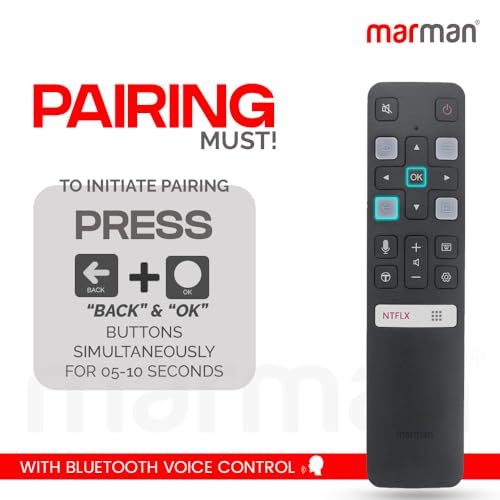 marman® Compatible TCL Smart Tv Remote Control Original with Bluetooth and Voice Command for Model RC802V FMR1 with Google Assistant & Netflix Hot Keys Pairing Must ! - Image 2