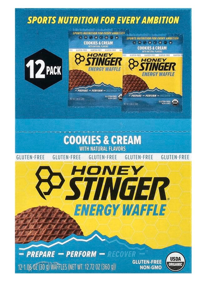 Honey Stinger Energy Waffle Cookies & Cream 12 Waffles 1.06 oz (30 g) Each