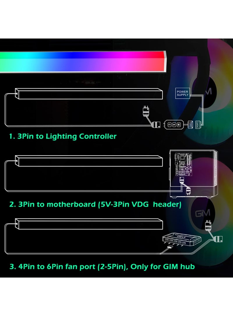 KB-14 RGB PC Light Strip for Gaming Case, 0.98ft Addressable Rainbow Magnetic LED Strip, 5V ARGB 4Pin Header for Asus, Asrock, Gigabyte, Compatible with GIM Hub - Image 3