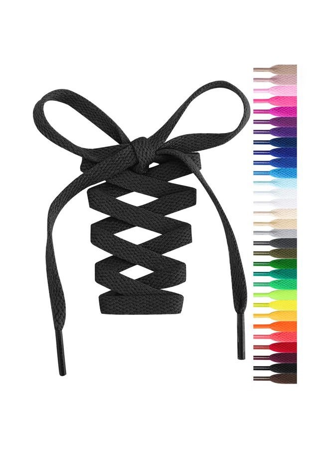 Handshop Flat Shoelaces 5/16" - Shoe Laces Replacements For Sneakers and Athletic Shoes Boots Black 160cm - Image 1