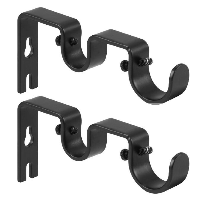 Heavy Duty Double Curtain Rod Brackets 1 58 Inch Rod Holders Set of 2 Black