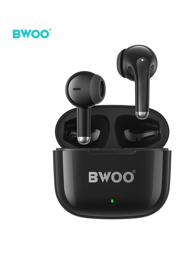 بوو سماعات أذن ستيريو لاسلكية حقيقية BWOO BW85 - بلوتوث 5.3، صوت عالي الدقة، عمر بطارية طويل يصل إلى 28 ساعة، مكالمات صوتية عالية الدقة، عناصر تحكم ذكية باللمس، وإقران تلقائي سريع لاتصال سلس