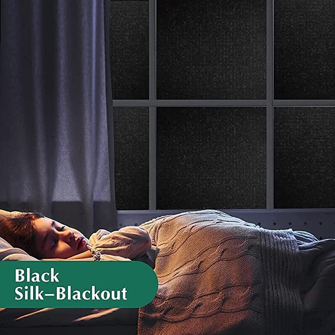 sia SIA VENDORS Blackout Window Privacy Film Day and Night 100 Light Blocking Static Cling Room Darkening Window Tint Black Door Stickers for Home Office 50cm x 98 Inch Blackout Film - Image 2