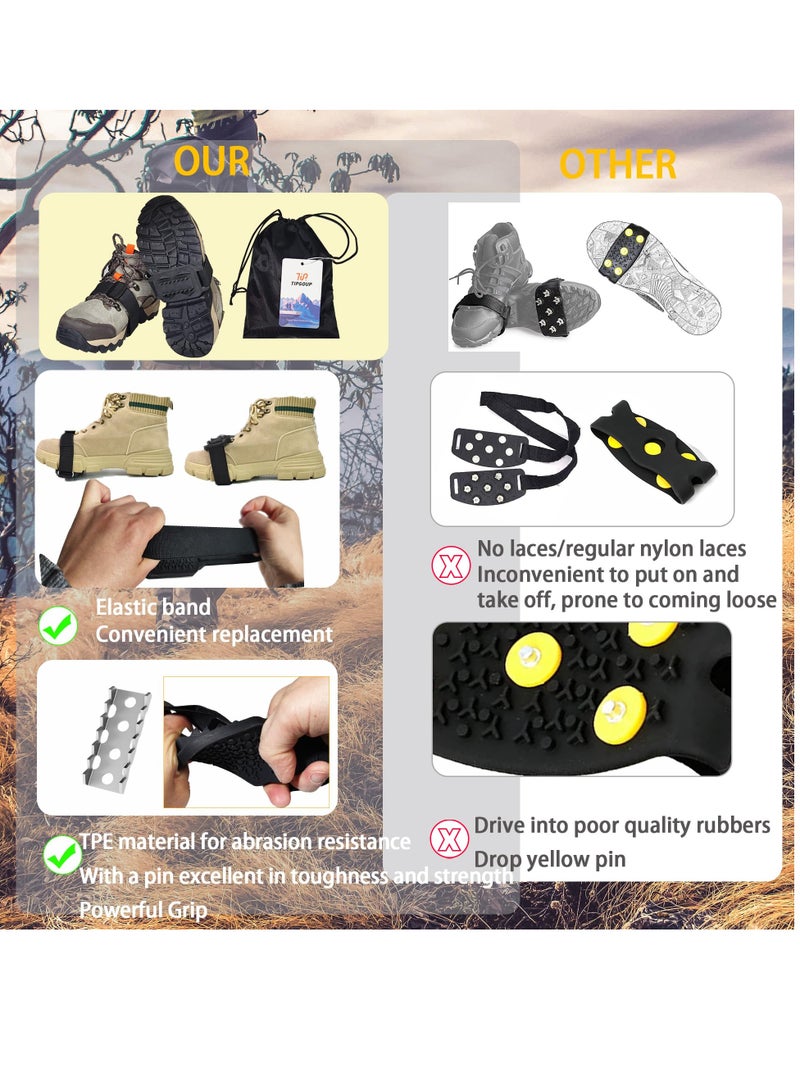 SYOSI Ice Cleats for Shoes and Boots, with Adjustable Straps Easily Rotate Non Slip Grippers, Easily Rotate Non Slip Grippers, Walk Traction Cleats for Walking, Hiking, Mountaineering  - Image 2