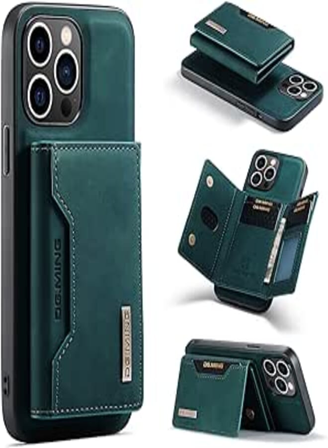 Case Compatible with IPhone 15 Pro Max Case Premium PU Leather Back Cover Magnetic Card & Card Holder Compatible with IPhone 15 Pro Max (Blue)