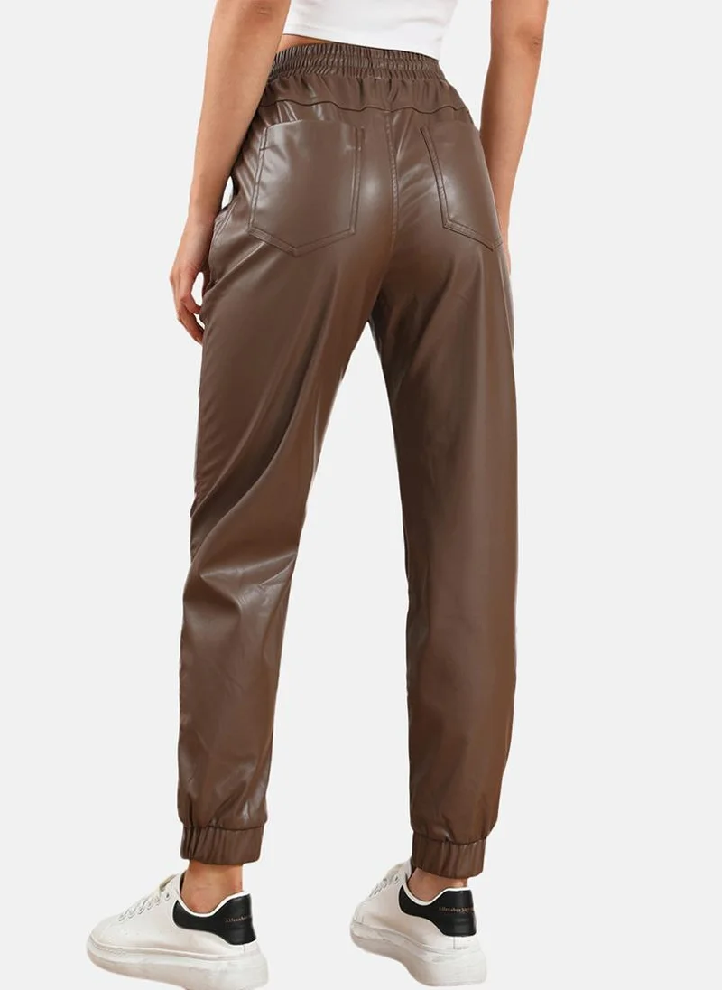 YUNIQEE Brown Plain Jogger Trouser