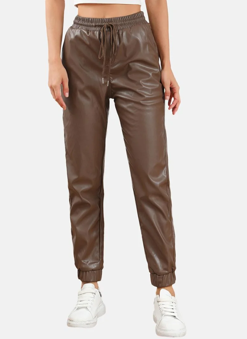 YUNIQEE Brown Plain Jogger Trouser