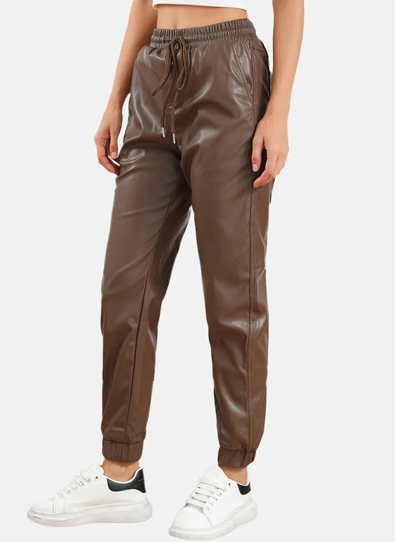 YUNIQEE Brown Plain Jogger Trouser
