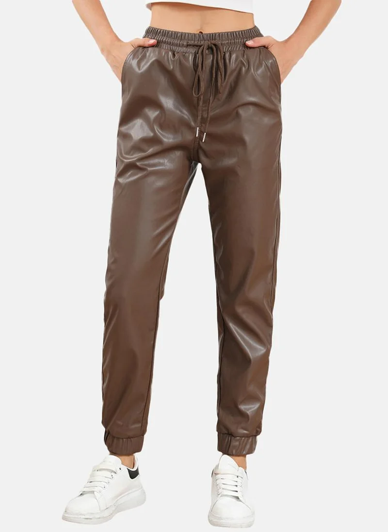 YUNIQEE Brown Plain Jogger Trouser