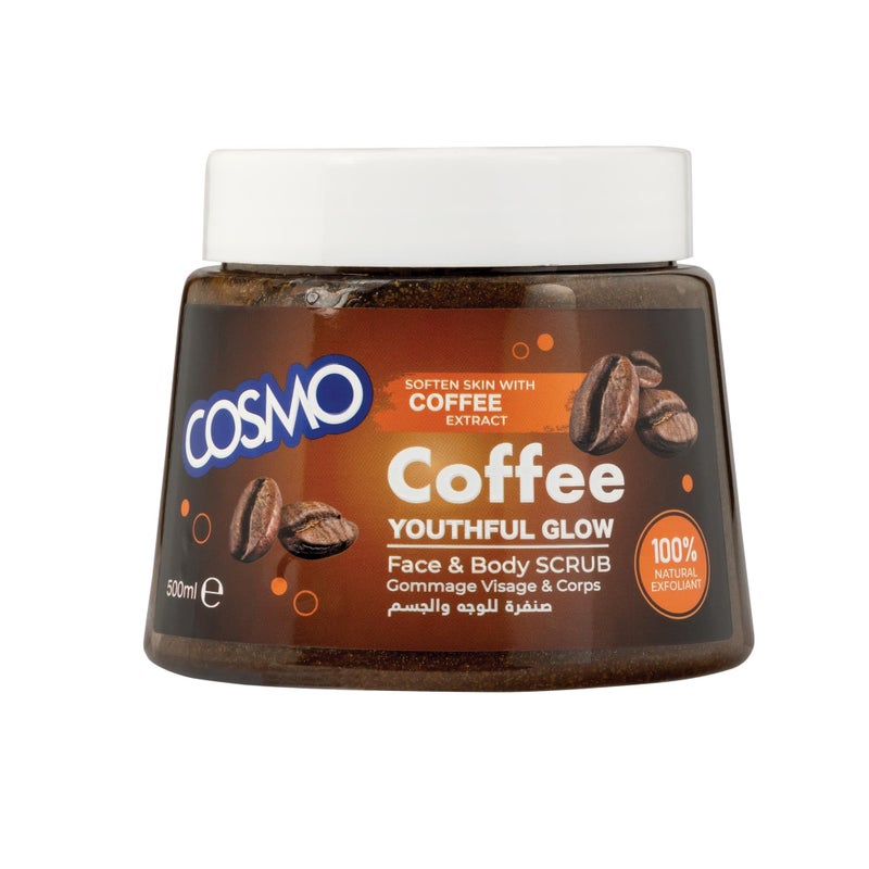 COSMO كوزمو مقشر الوجه والجسم لإشراقة الشباب 500 مل، يزيل الرؤوس السوداء، الجلد الميت، مستخلصات طبيعية 100%، مقشرات تنظيف عميق، بشرة ناعمة وحريرية، للنساء والرجال