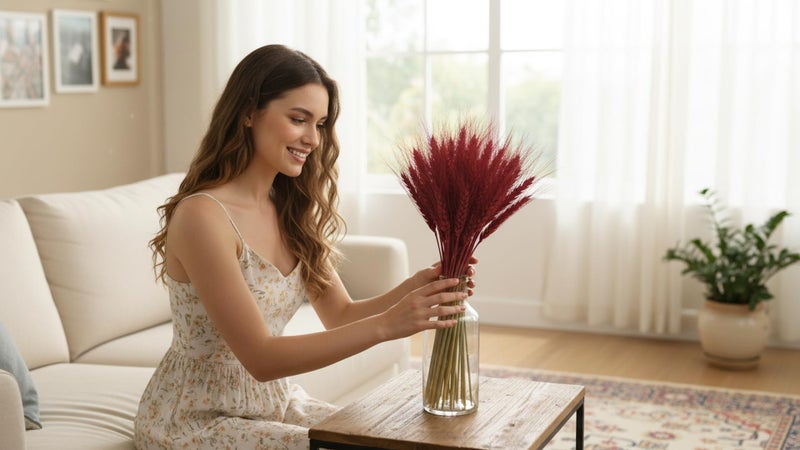 Fancy Dried Wheat Flowers Sheaves Dry Wheat Grass Bouquet preseved Grass Bundle Naturel everlating Flowers Home Kitchen Church Table Wedding Wreath Decoration(100, Cherrywood) - Image 5