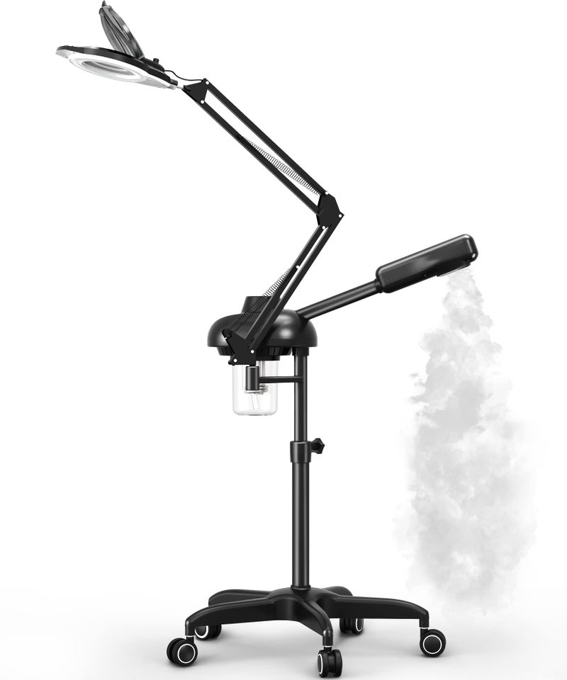 TASALON TASALON 2in1 Professional Facial Steamer Hot Ozone Face Steamer for Facial with 5X Magnifying Lamp Esthetician Steamer for Salon Beauty and Spa Shop Skin Care Equipment with New Upgrade Wheels 
