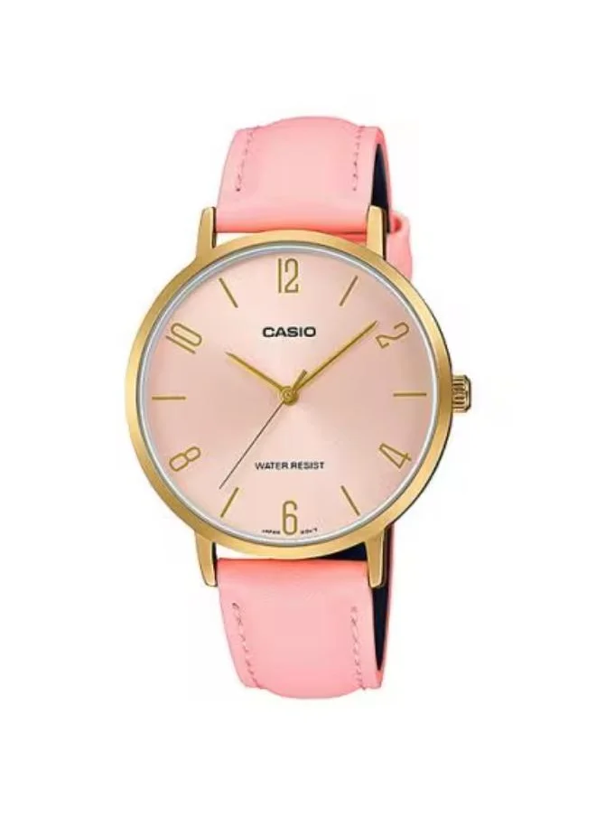 كاسيو Women's Analog Display Watch With Pink Leather Strap - LTP-VT01L-4BUDF