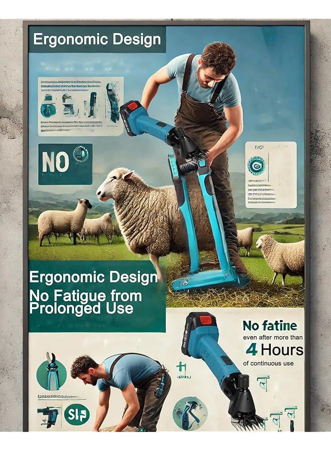 erorex Electric Sheep Shears 9 Tooth 6 Speed Adjustable Wool Shearing Machine Rechargeable Lithium Ion Clippers For Sheep Goats And Farm Animals - Image 2