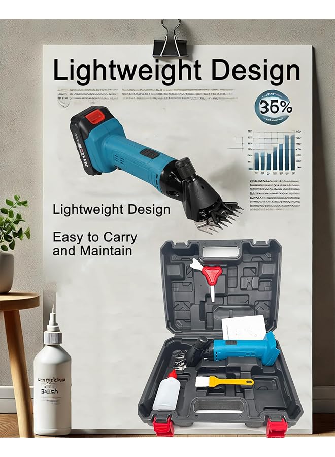 erorex Electric Sheep Shears 9 Tooth 6 Speed Adjustable Wool Shearing Machine Rechargeable Lithium Ion Clippers For Sheep Goats And Farm Animals - Image 5