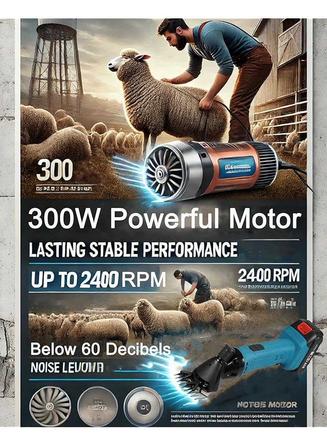 erorex Electric Sheep Shears 9 Tooth 6 Speed Adjustable Wool Shearing Machine Rechargeable Lithium Ion Clippers For Sheep Goats And Farm Animals - Image 4