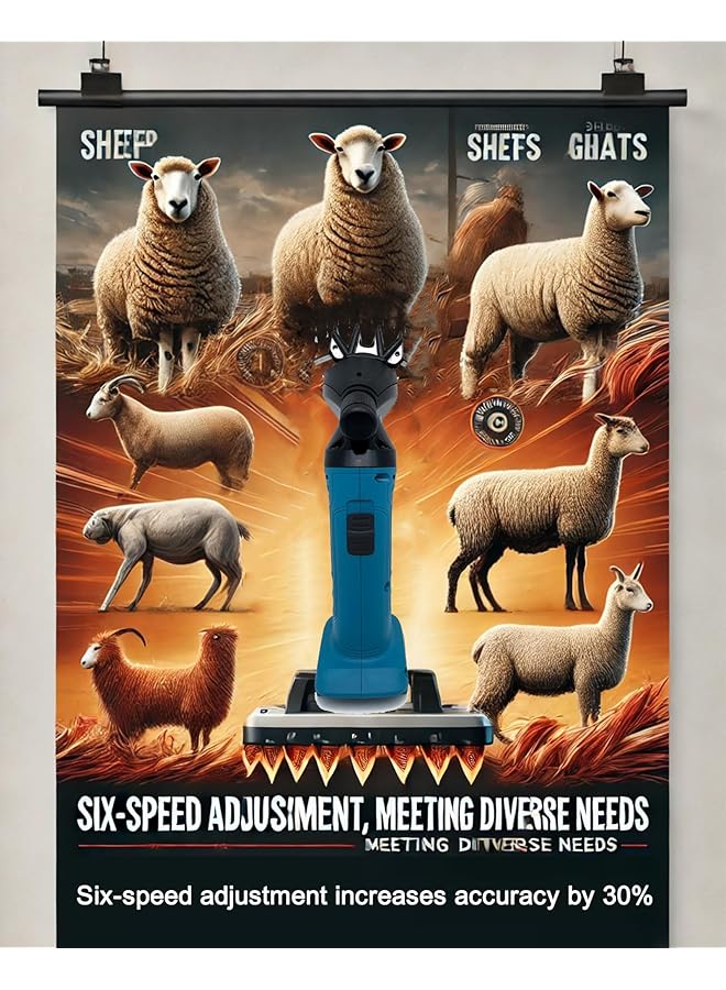 erorex Electric Sheep Shears 9 Tooth 6 Speed Adjustable Wool Shearing Machine Rechargeable Lithium Ion Clippers For Sheep Goats And Farm Animals - Image 3