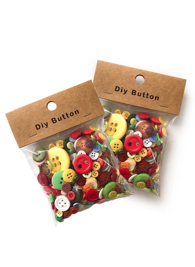 عبوتان (300 جرام) من أزرار الراتينج المستديرة، ألوان متنوعة، أحجام مختلفة، مناسبة للحرف اليدوية والخياطة والإبداع اليدوي وتلوين الأزرار اليدوية، وأزرار الزينة DIY، وزينة حشو البيض، ذات ثقبين وأربعة ثقوب. - Image 1